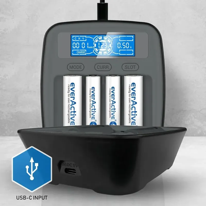 Ładowarka do akumulatorków Ni-MH 4-kanałowa everActive | PartsPC.pl