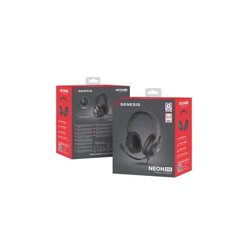 Słuchawki z mikrofonem Genesis Neon 213 RGB nauszne | PartsPC.pl