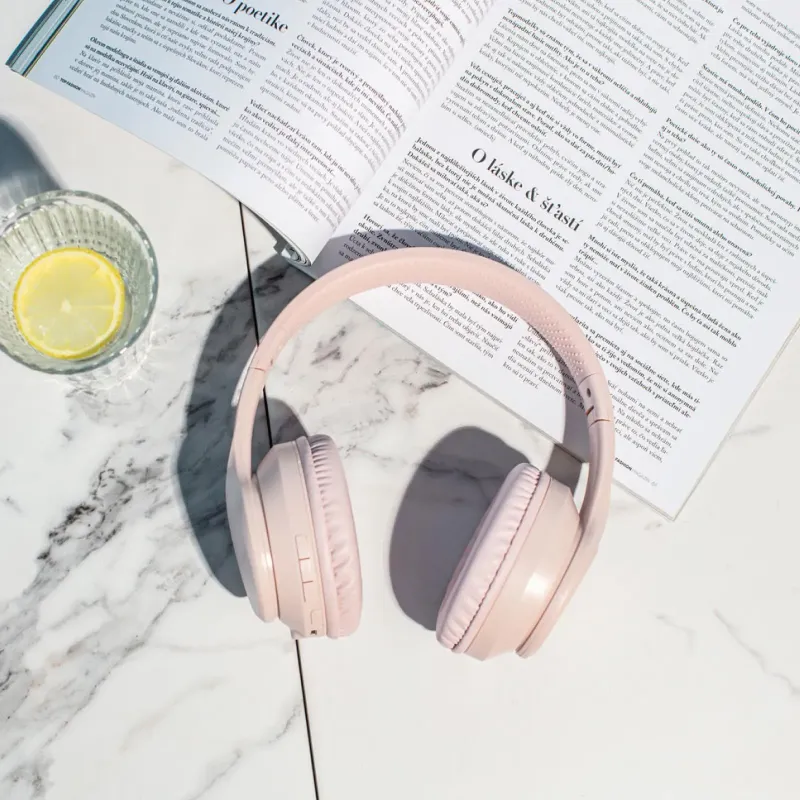 Słuchawki z mikrofonem GoGEN HBTM45B różowe | PartsPC.pl