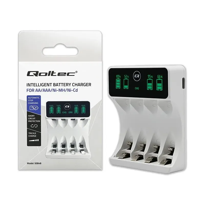 Ładowarka Qoltec do akumulatorków Ni-MH typu R03 AAA R6 | PartsPC.pl