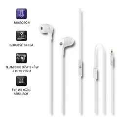 Słuchawki z mikrofonem Qoltec białe | PartsPC.pl