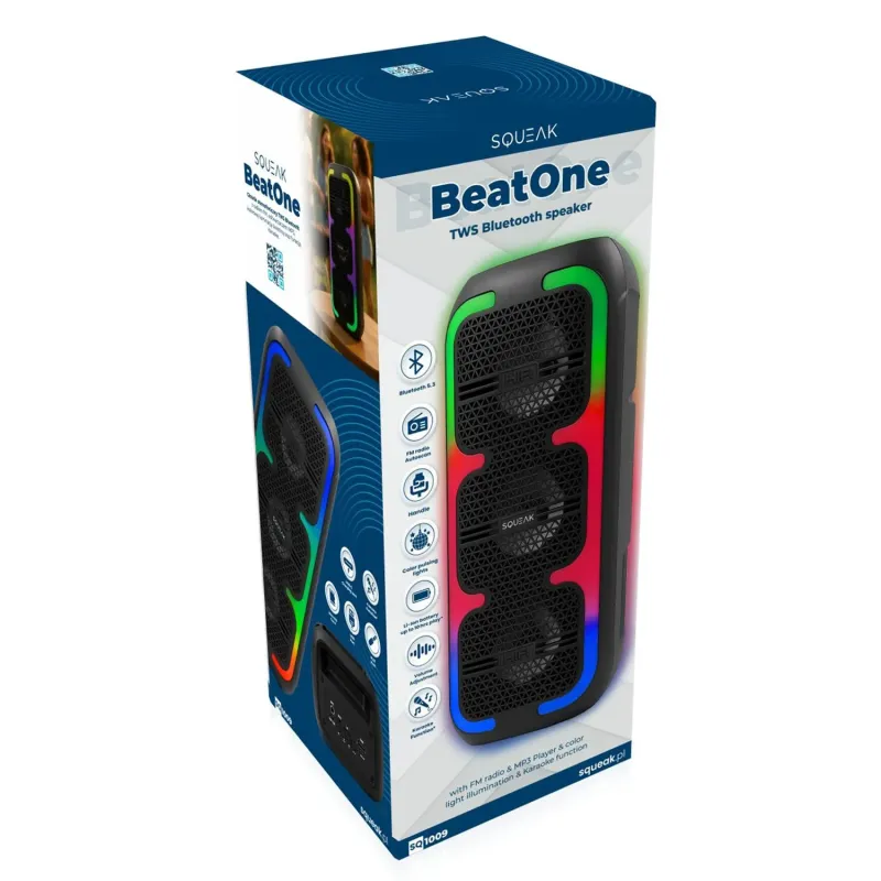 Głośnik karaoke SQUEAK BeatOne Bluetooth 5.3 USB-C SQ1009 | PartsPC.pl