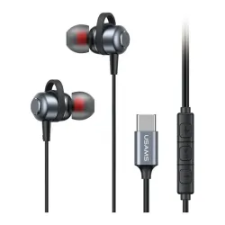Słuchawki z mikrofonem Usams EP-48 stereo USB-C szare | PartsPC.pl