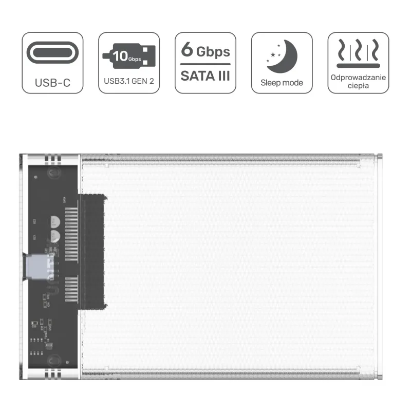 Obudowa na dysk Unitek S1103A USB 3.1 HDD/SSD SATA 6G | PartsPC.pl