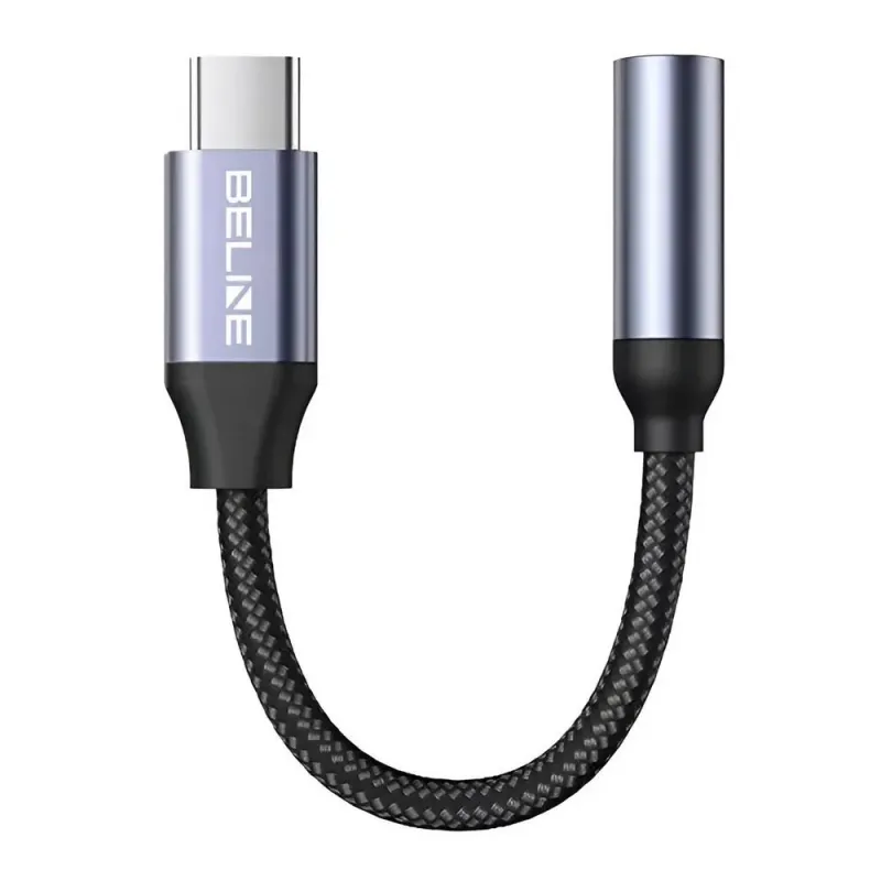 Kabel adapter Beline USB-C/Jack 3,5mm DAC czarny | PartsPC.pl