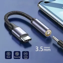 Kabel adapter Beline USB-C/Jack 3,5mm DAC czarny | PartsPC.pl