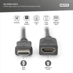 Przedłużacz HDMI DIGITUS AK-330201-050-S Ethernet 1.4 | PartsPC.pl