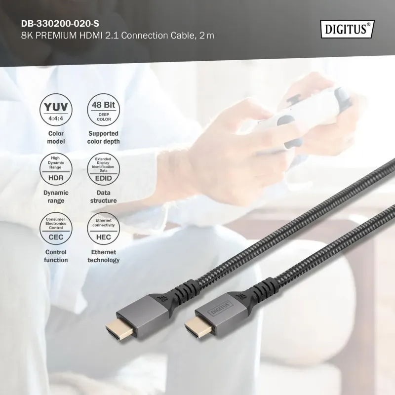 Kabel HDMI 2.1 DIGITUS PREMIUM połączeniowy Ultra | PartsPC.pl