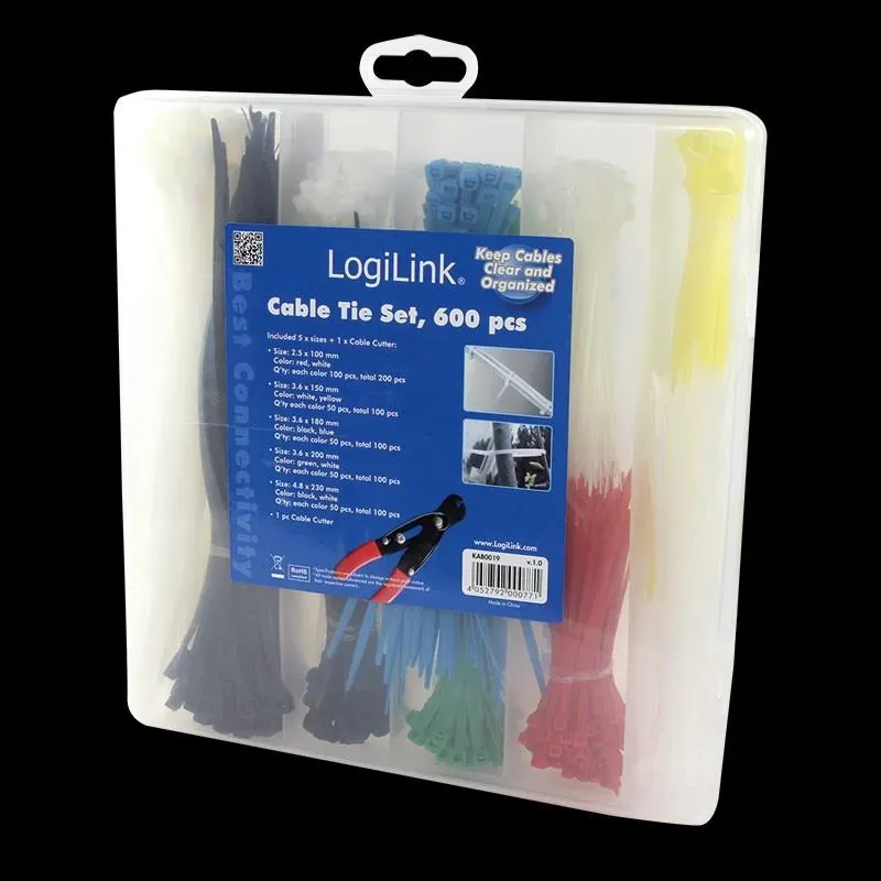 Opaski zaciskowe LogiLink 600szt z obcinarką | PartsPC.pl