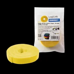 Organizer kabli LogiLink KAB0051 taśma 4m, rolka żółta | PartsPC.pl