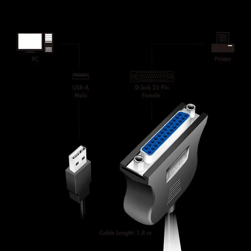 Adapter USB LogiLink UA0054A USB D-Sub 25-pin | PartsPC.pl