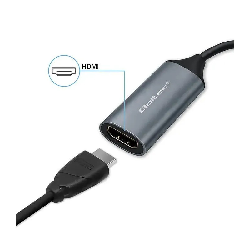 Kabel adapter Qoltec USB-C USB-A | HDMI | 4K 30Hz | | PartsPC.pl