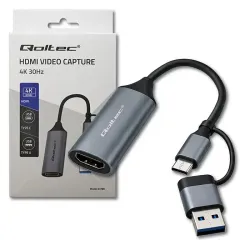Kabel adapter Qoltec USB-C USB-A | HDMI | 4K 30Hz | | PartsPC.pl