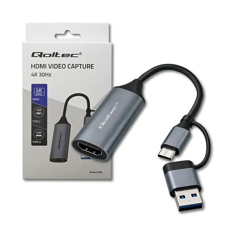 Kabel adapter Qoltec USB-C USB-A | HDMI | 4K 30Hz | | PartsPC.pl