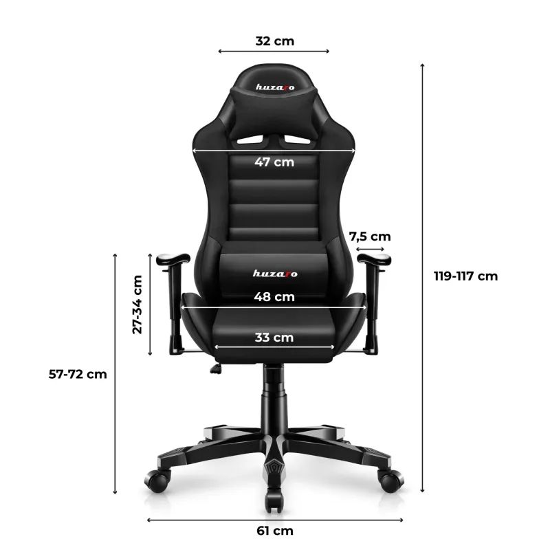 Fotel gamingowy dla dziecka Huzaro Ranger 6.0 Black | PartsPC.pl