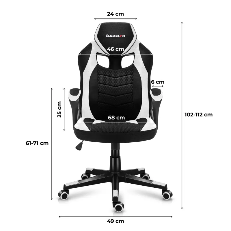 Fotel gamingowy Huzaro Force 2.5 WHITE MESH | PartsPC.pl