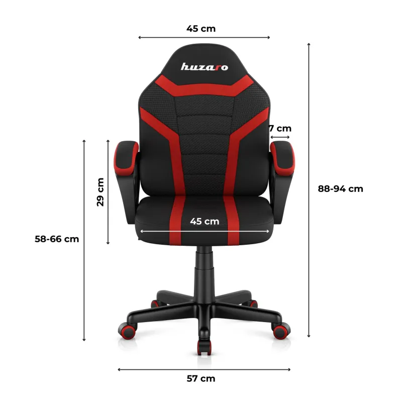 Fotel gamingowy dla dziecka Huzaro Ranger 1.0 Red Mesh | PartsPC.pl