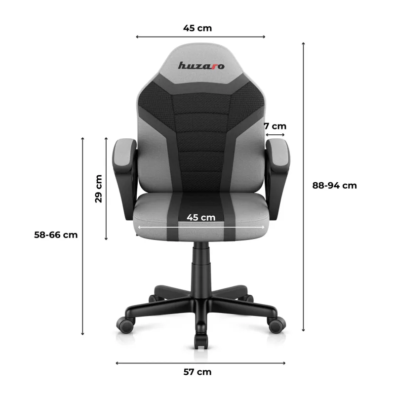 Fotel gamingowy dla dziecka Huzaro Ranger 1.0 Grey Mesh | PartsPC.pl