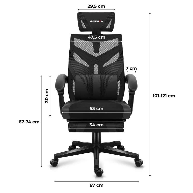 Fotel gamingowy Huzaro Combat 5.0 Black | PartsPC.pl