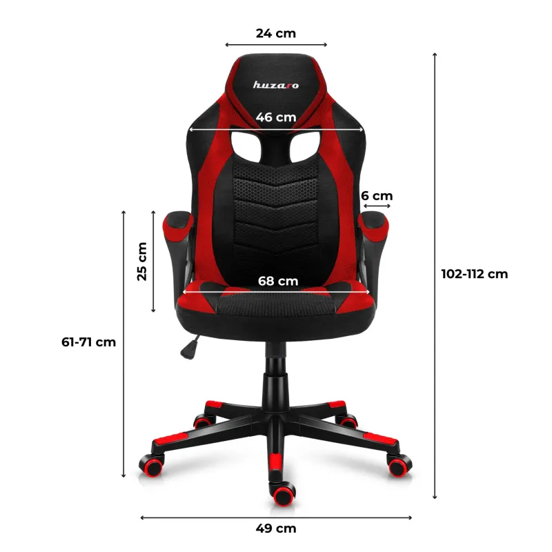 Fotel gamingowy Huzaro FORCE 2.5 Red Mesh | PartsPC.pl