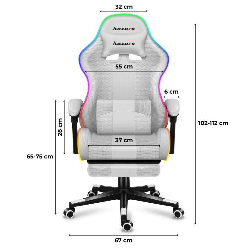 Fotel gamingowy Huzaro FORCE 4.7 RGB White Mesh | PartsPC.pl