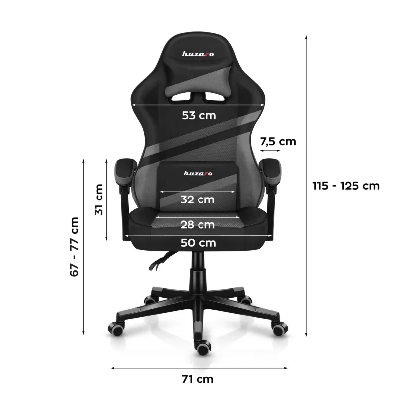 Fotel gamingowy Huzaro Force 4.4 Grey Mesh | PartsPC.pl