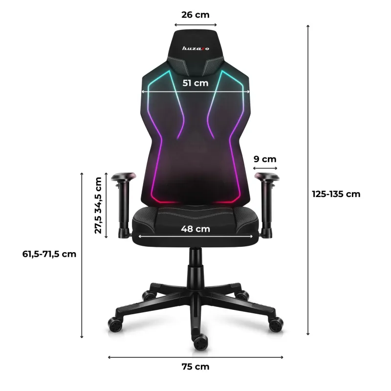 Fotel gamingowy Huzaro COMBAT 6.2 Black RGB | PartsPC.pl