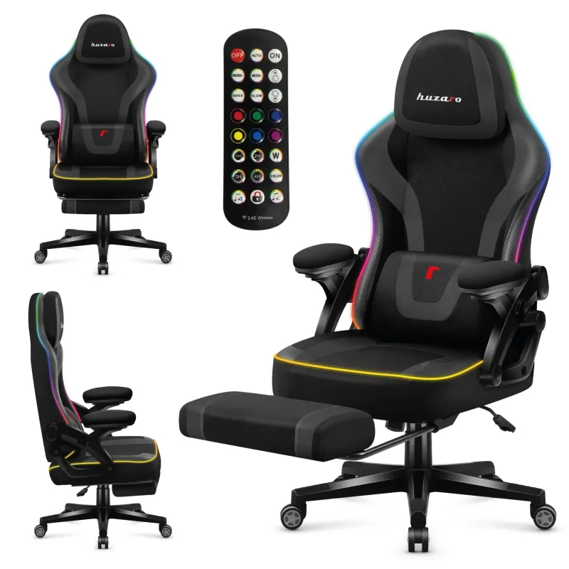 Fotel gamingowy Huzaro Force 4.6 RGB Black Mesh | PartsPC.pl