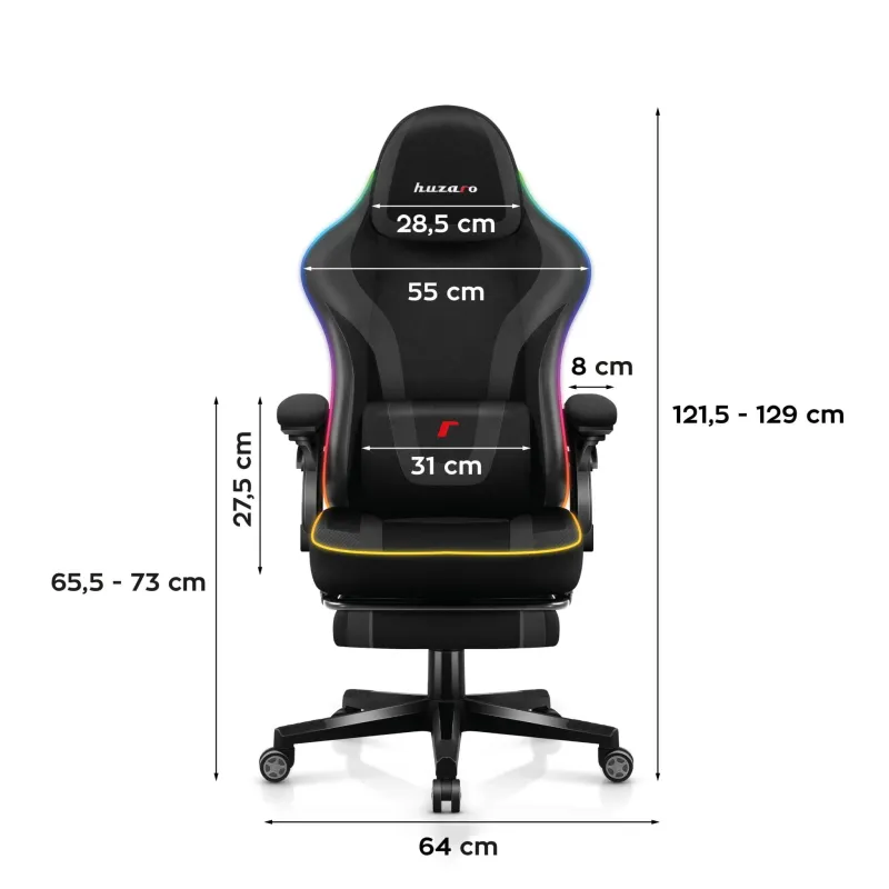 Fotel gamingowy Huzaro Force 4.6 RGB Black Mesh | PartsPC.pl