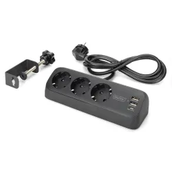 Listwa zasilająca biurkowa DIGITUS 3 gniazda Schuko, 2x | PartsPC.pl