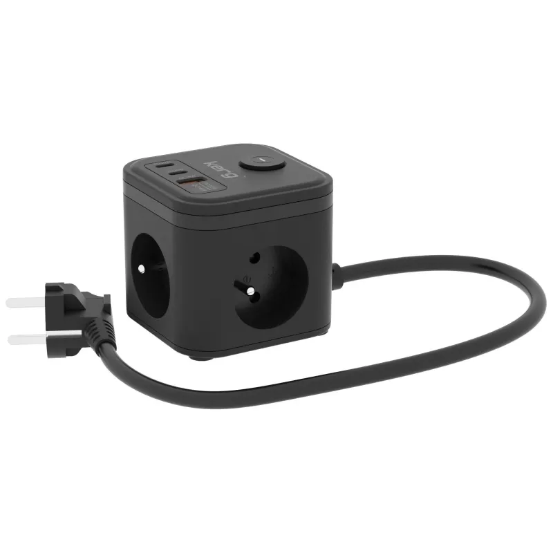 Kostka zasilająca KERG 3-gniazdowa + szybka ładowarka | PartsPC.pl