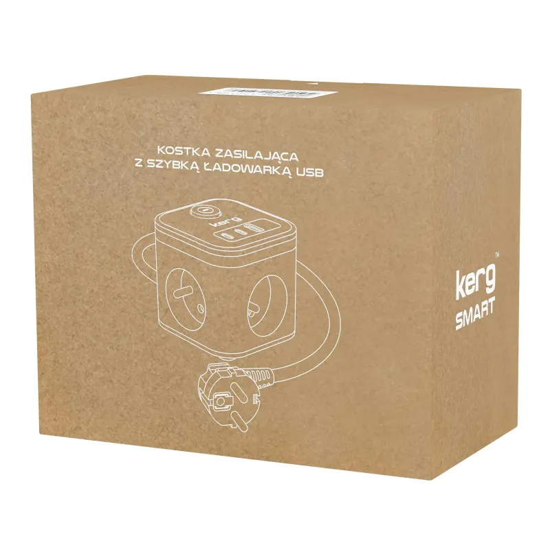 Kostka zasilająca KERG 3-gniazdowa + szybka ładowarka | PartsPC.pl