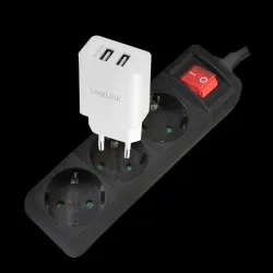 Listwa zasilająca LogiLink LPS206B 3 gniazda ON/OFF 1,4m | PartsPC.pl