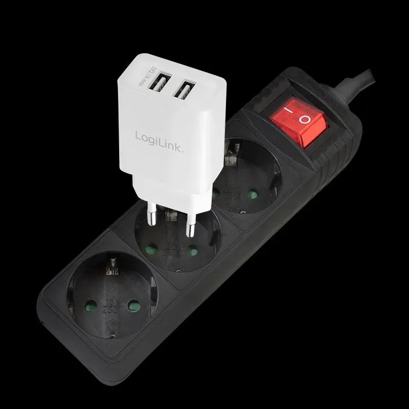 Listwa zasilająca LogiLink LPS206B 3 gniazda ON/OFF 1,4m | PartsPC.pl