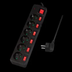 Listwa zasilająca LogiLink LPS233 6 gniazd ON/OFF 1,5m | PartsPC.pl