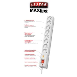 Listwa zasilająca Lestar LX 810 1,5m szara | PartsPC.pl