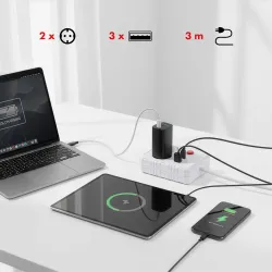 Listwa zasilająca Maclean MCE388 W, przedłużacz 2 | PartsPC.pl