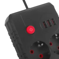 Listwa zasilająca Maclean MCE388 B, przedłużacz 2 | PartsPC.pl