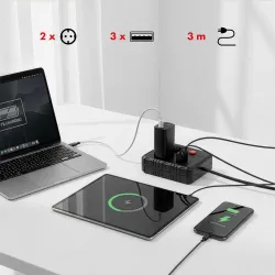 Listwa zasilająca Maclean MCE388 B, przedłużacz 2 | PartsPC.pl