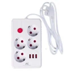 Listwa zasilająca Maclean MCE392 W, przedłużacz 4 | PartsPC.pl