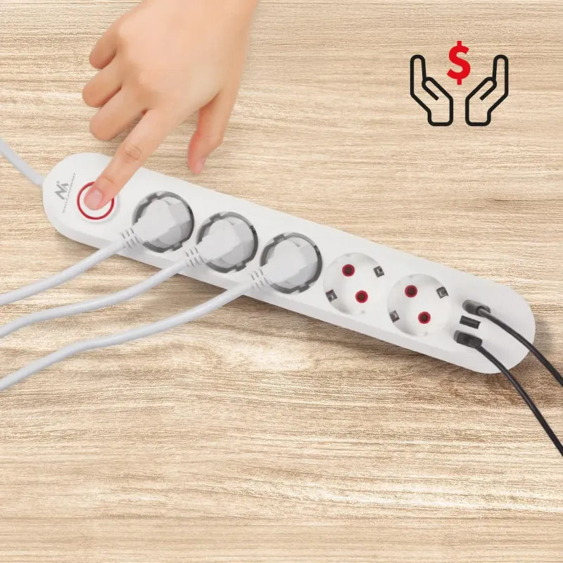 Listwa zasilająca Maclean MCE395 W, przedłużacz 5 gniazd | PartsPC.pl