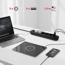 Listwa zasilająca Maclean MCE395 B, przedłużacz 5 gniazd | PartsPC.pl