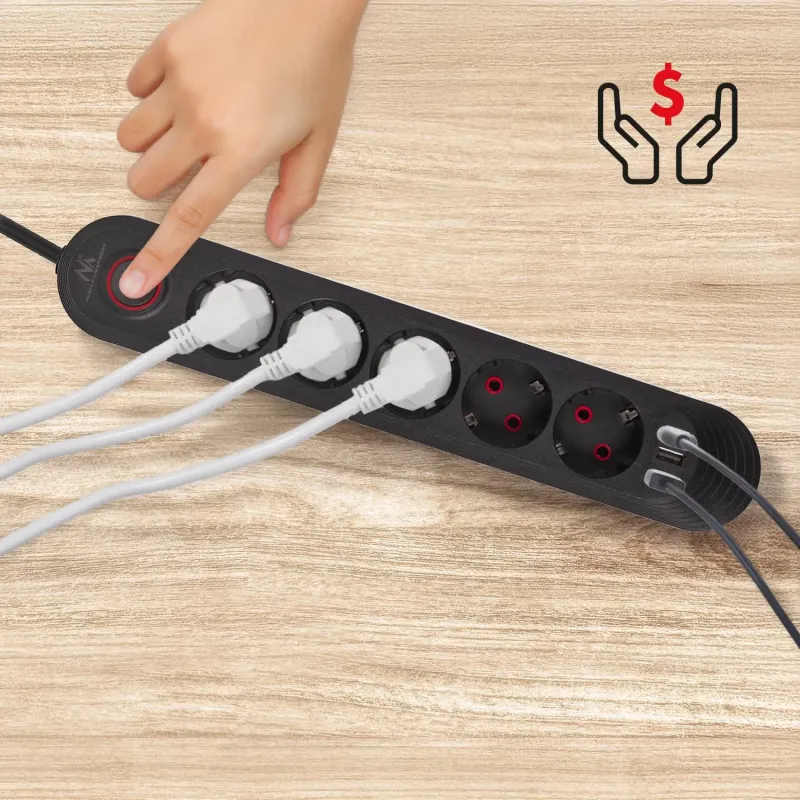 Listwa zasilająca Maclean MCE395 B, przedłużacz 5 gniazd | PartsPC.pl