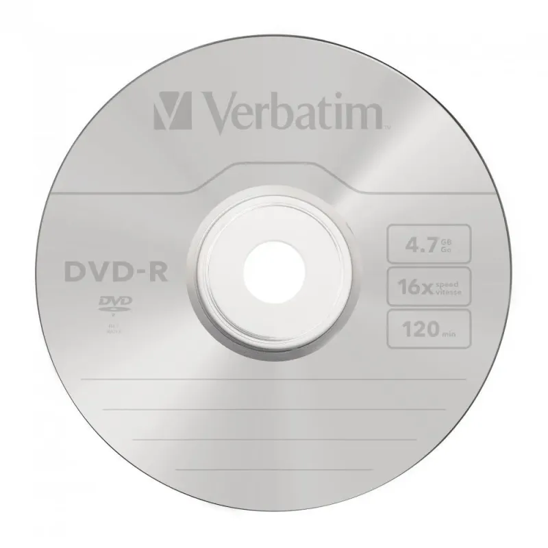 Płyta DVD-R Verbatim 16X 4.7GB (Slim 1) MATT SILVER | PartsPC.pl