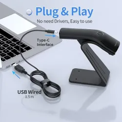 Czytnik kodów kreskowych Qoltec + stojak na skaner | 1D | PartsPC.pl