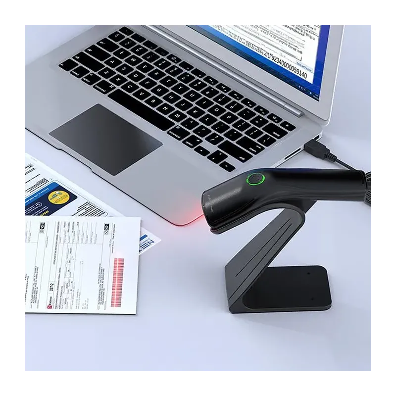 Czytnik kodów kreskowych Qoltec + stojak na skaner | 1D | PartsPC.pl