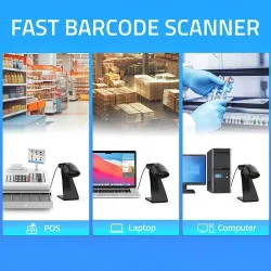 Czytnik kodów kreskowych Qoltec + stojak na skaner | 1D | PartsPC.pl