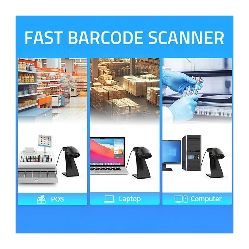 Czytnik kodów kreskowych Qoltec + stojak na skaner | 1D | PartsPC.pl