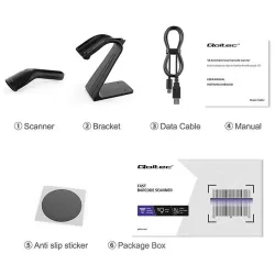 Czytnik kodów kreskowych Qoltec + stojak na skaner | 1D | PartsPC.pl