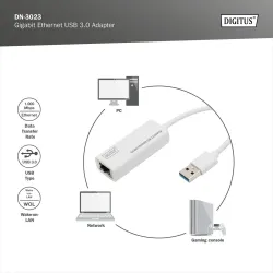 Karta sieciowa DIGITUS DN-3023 USB RJ45 100/1000 Mbps | PartsPC.pl